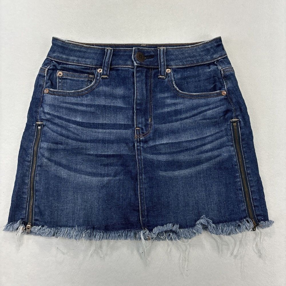 American Eagle Outfitters Next Level Stretch Denim Jean Skirt Womens 2 Side Zips